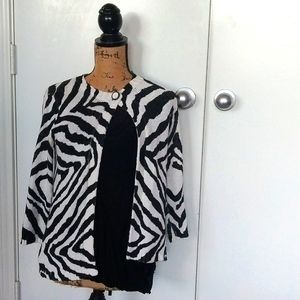 Zebra print chanel jacket.  Size S.  Brand-Marisa Christina. Machine washable.